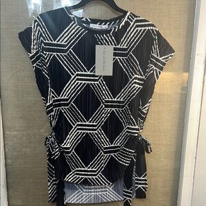 See and Be Seen  Black and White Blouse with Side Ties.